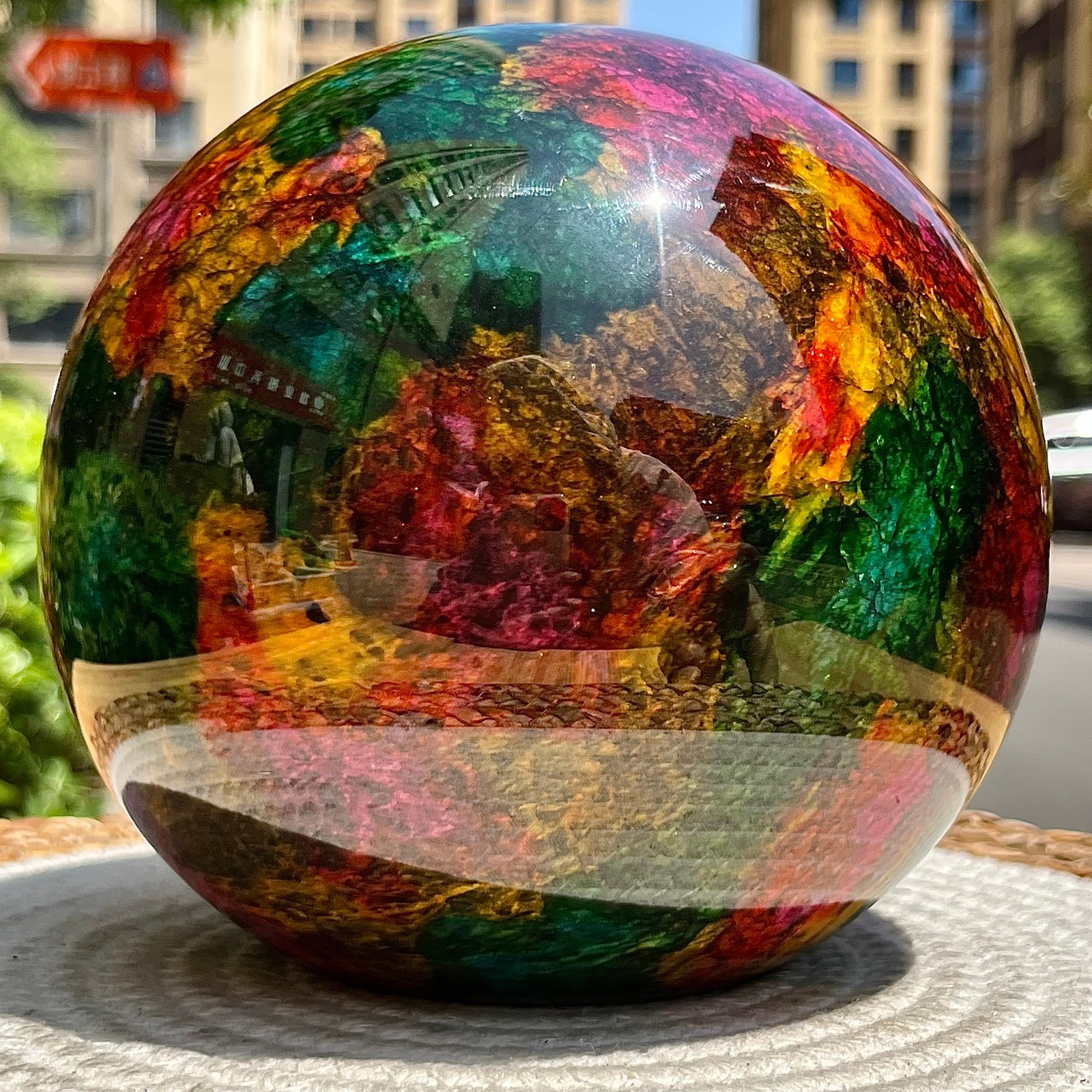 Natural Seven Colors Jade Polished Half Sphere with Flat Base for Decor 11.1 lb