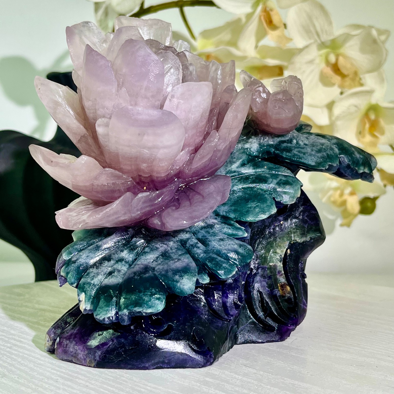 5.57LB Natural fluorite quartz products, hand carved and polished spiritual orn