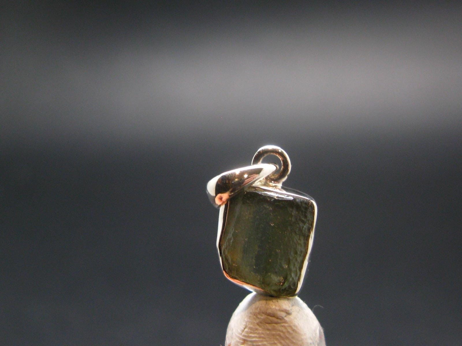 Natural Gem Moldavite Tektite SS Pendant From Czech Republic – 1.20 Grams – 0.7″