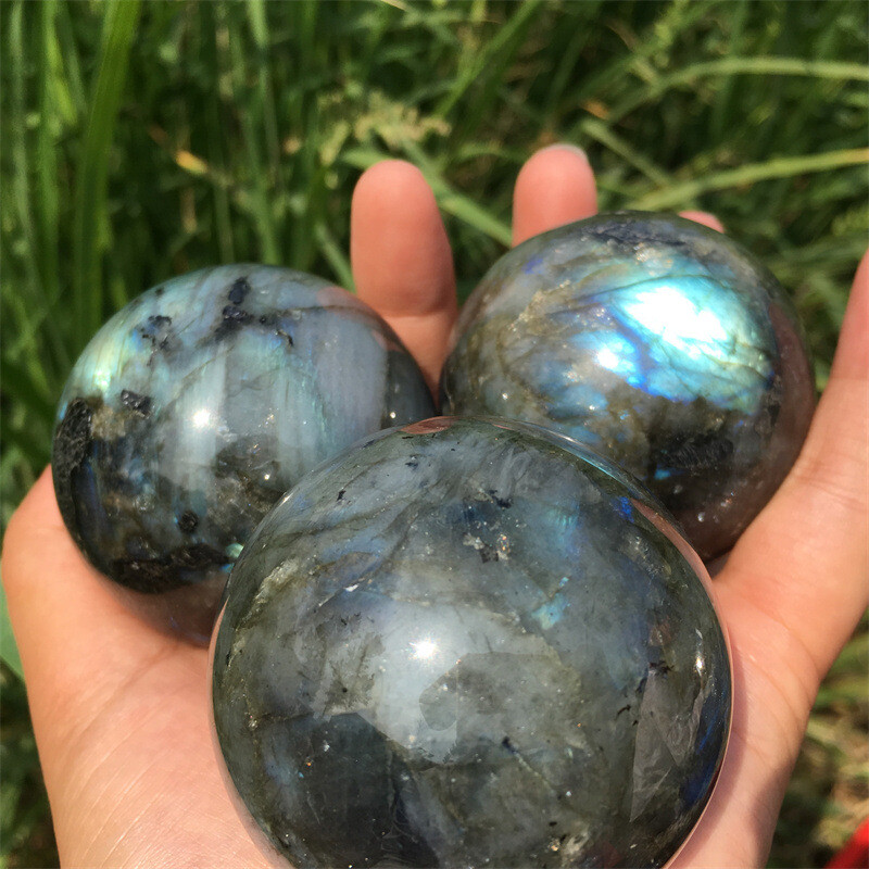 40mm Natural Rainbow Labradorite Ball Quartz Crystal Sphere Reiki Healing Gift