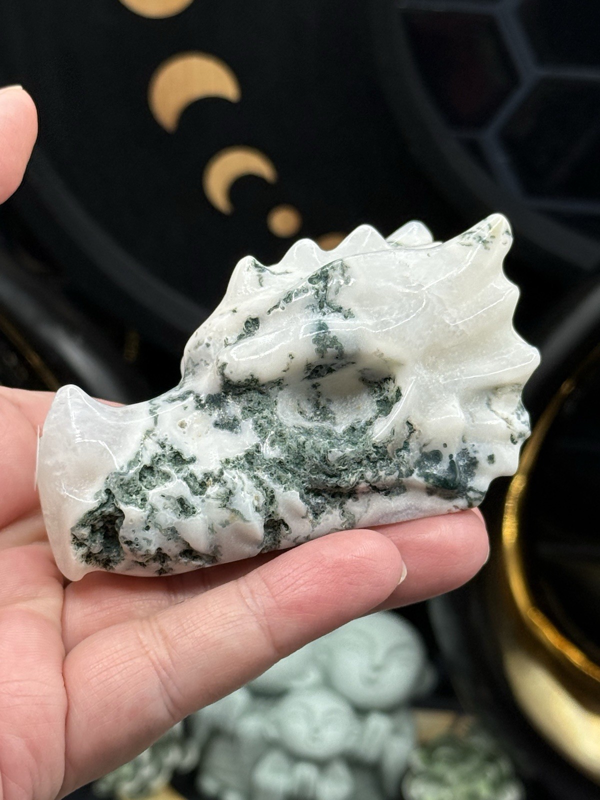 Natural Tree Agate Dragon Head Skull Good size Great price Free ship & gift