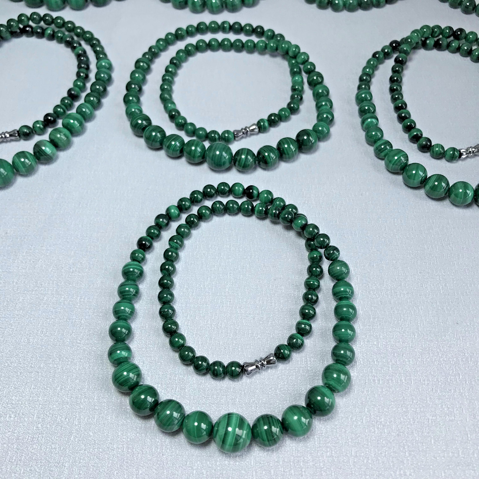 6mm-12mm Natural malachite gemstone Crystal chain beads necklace 54g-55g A5266