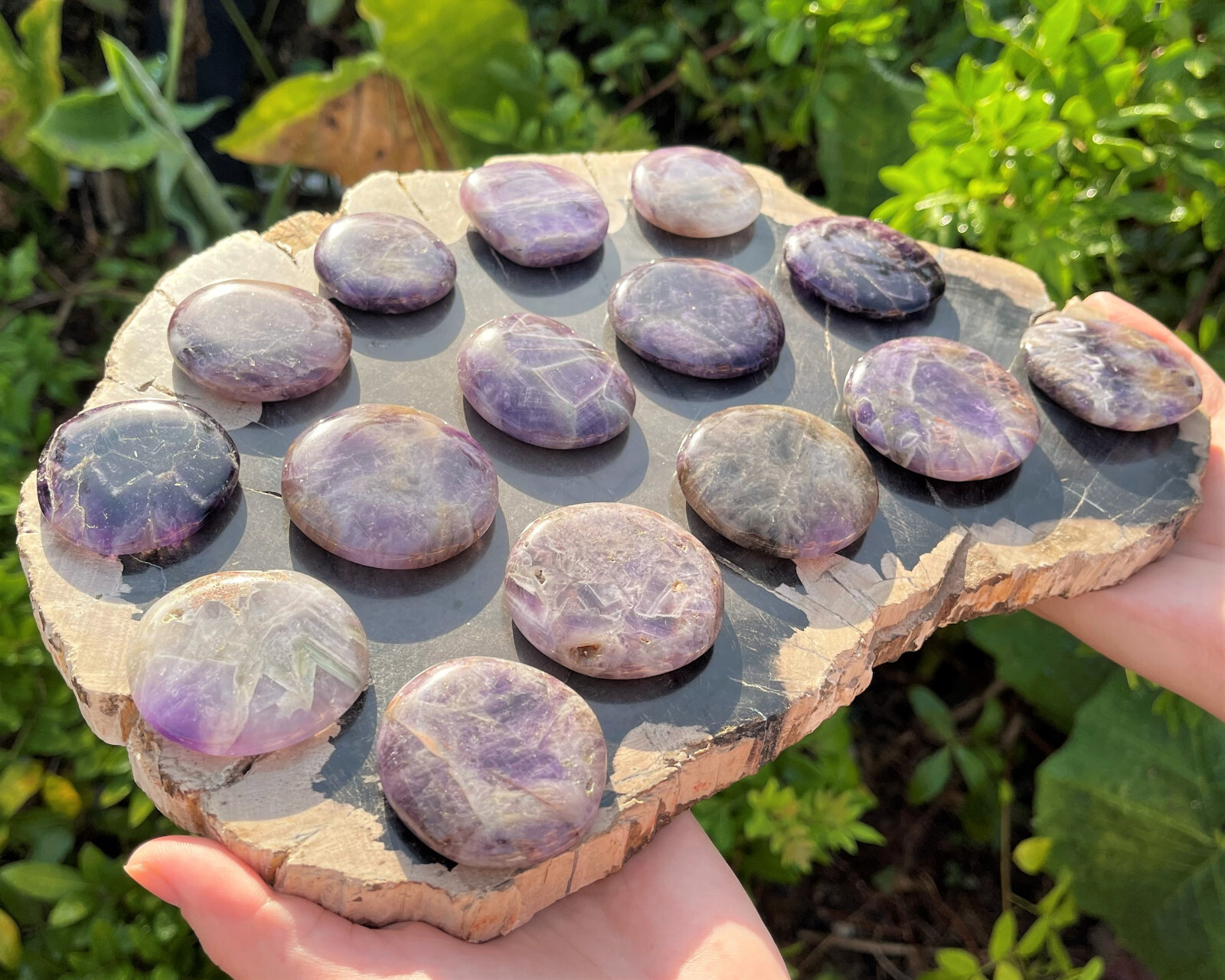 Amethyst Pocket Palm Stone MEDIUM (Smooth Polished Amethyst Worry Stone)