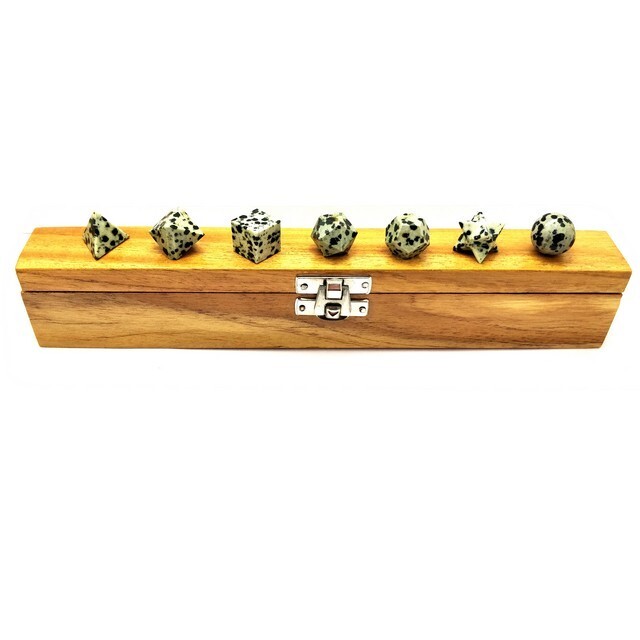 Dalmation Jasper Platonic Geometry 7 Pcs Set Platonic Solids Sacred Geometry Set