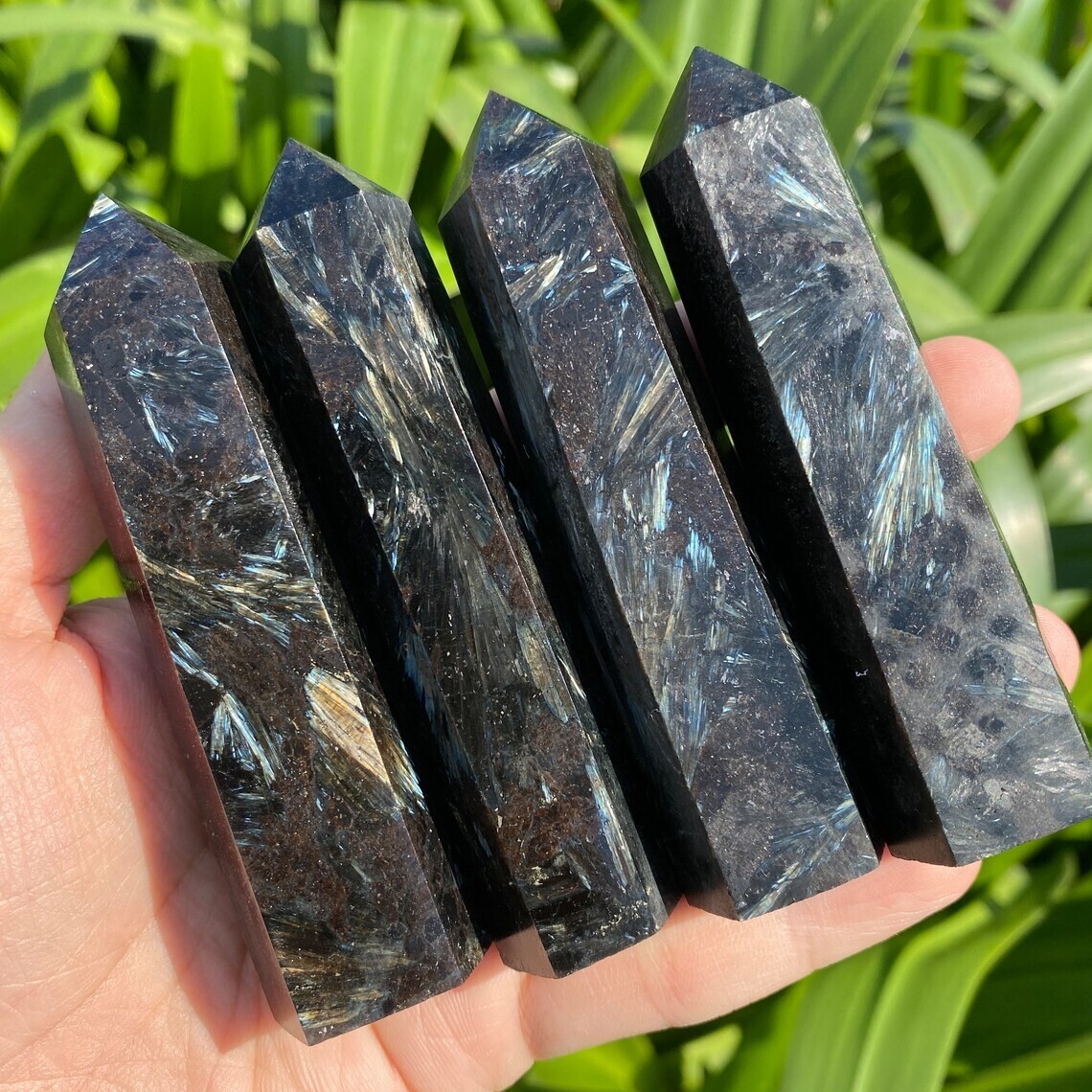 Wholesale Lot 1 Lb Natural Arfvedsonite Quartz Obelisk Tower Crystal Wand Energy