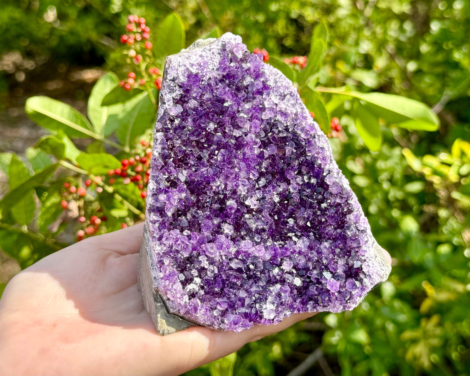 Amethyst Druze Crystal Cluster Cut Base Natural Goede Specimen: You Choose Size!
