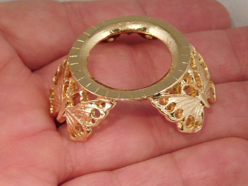 Sphere Display Stand BUTTERFLY Design w/Holes Gold Color Small Size