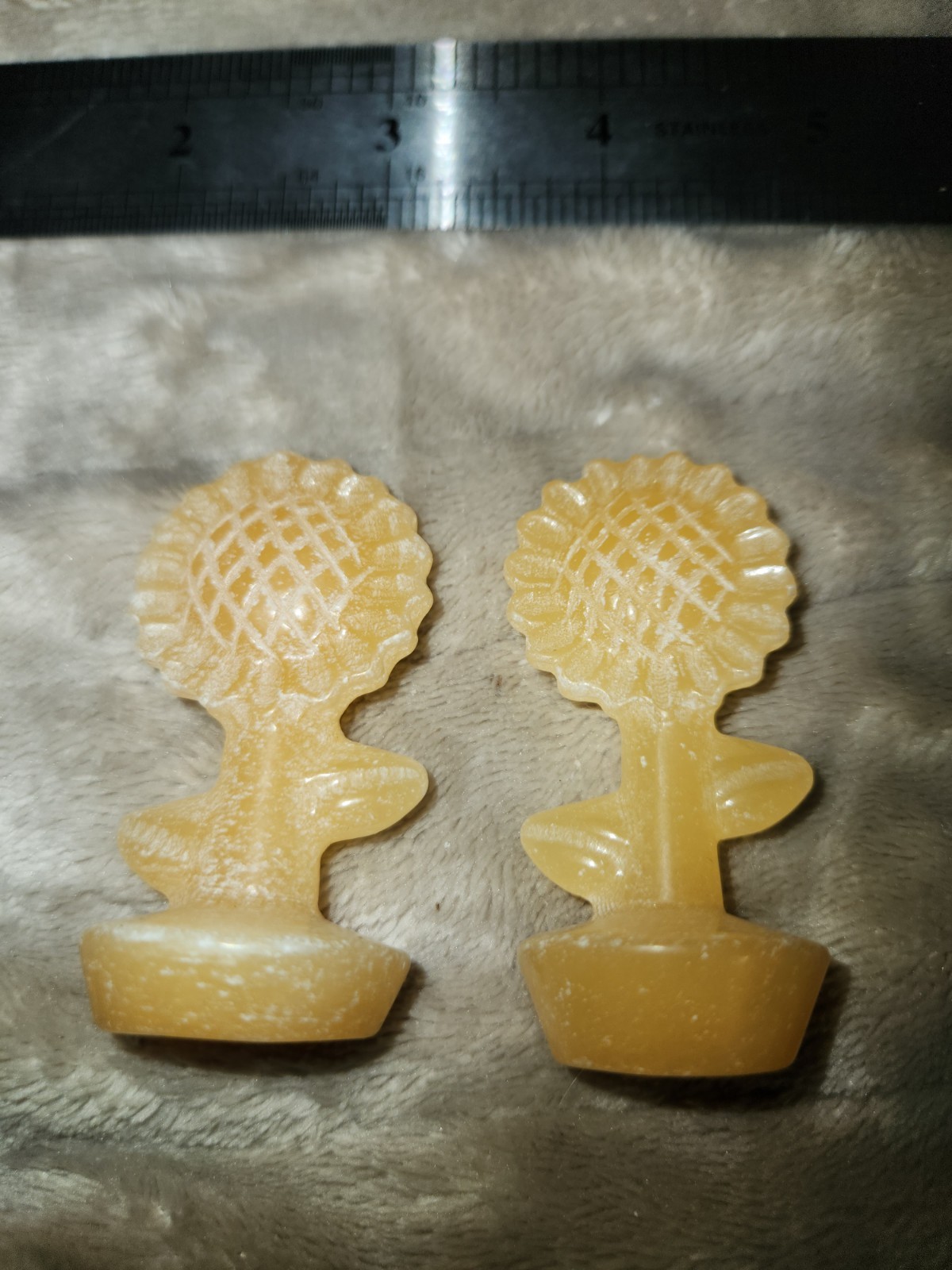 BEAUTIFUL YELLOW CALCITE SUNFLOWERS 70 GRAMS SET OF 2