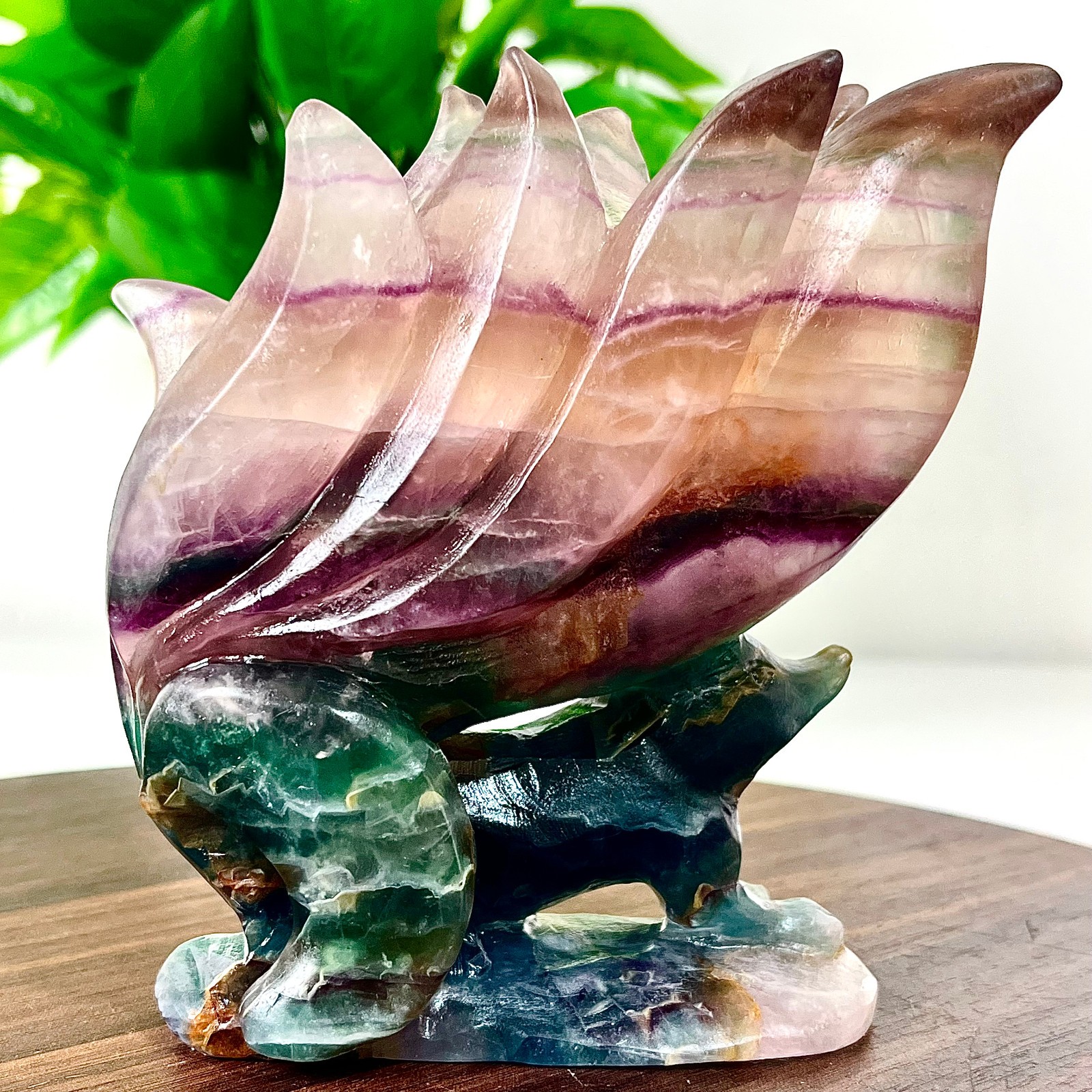 2.05LB Natural fluorite quartz products, hand carved and polished spiritual orna