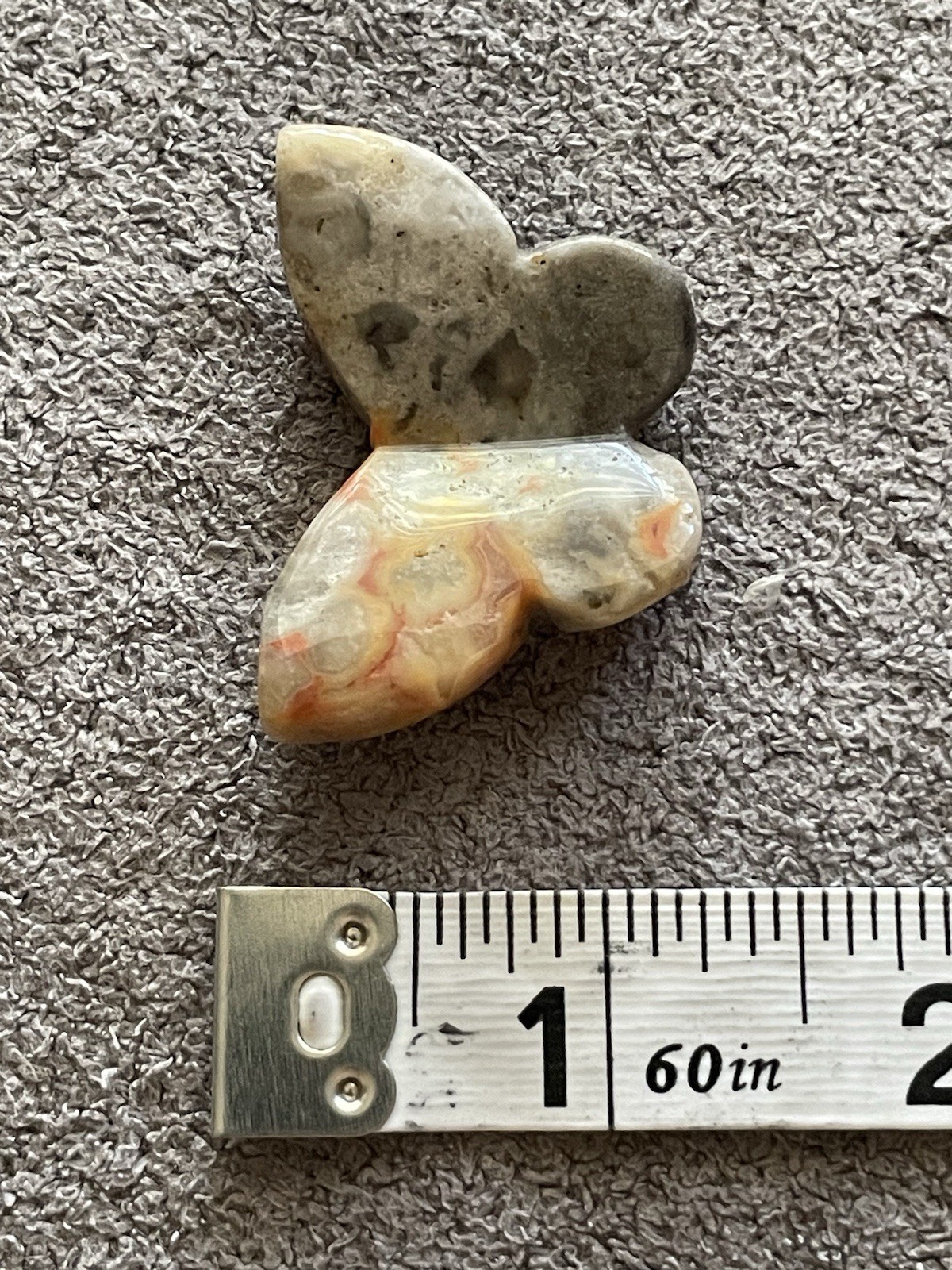 Crazy Lace Agate Crystal/Gemstone Mini Butterfly Carving 14G 1 1/2″ x 1 1/4″