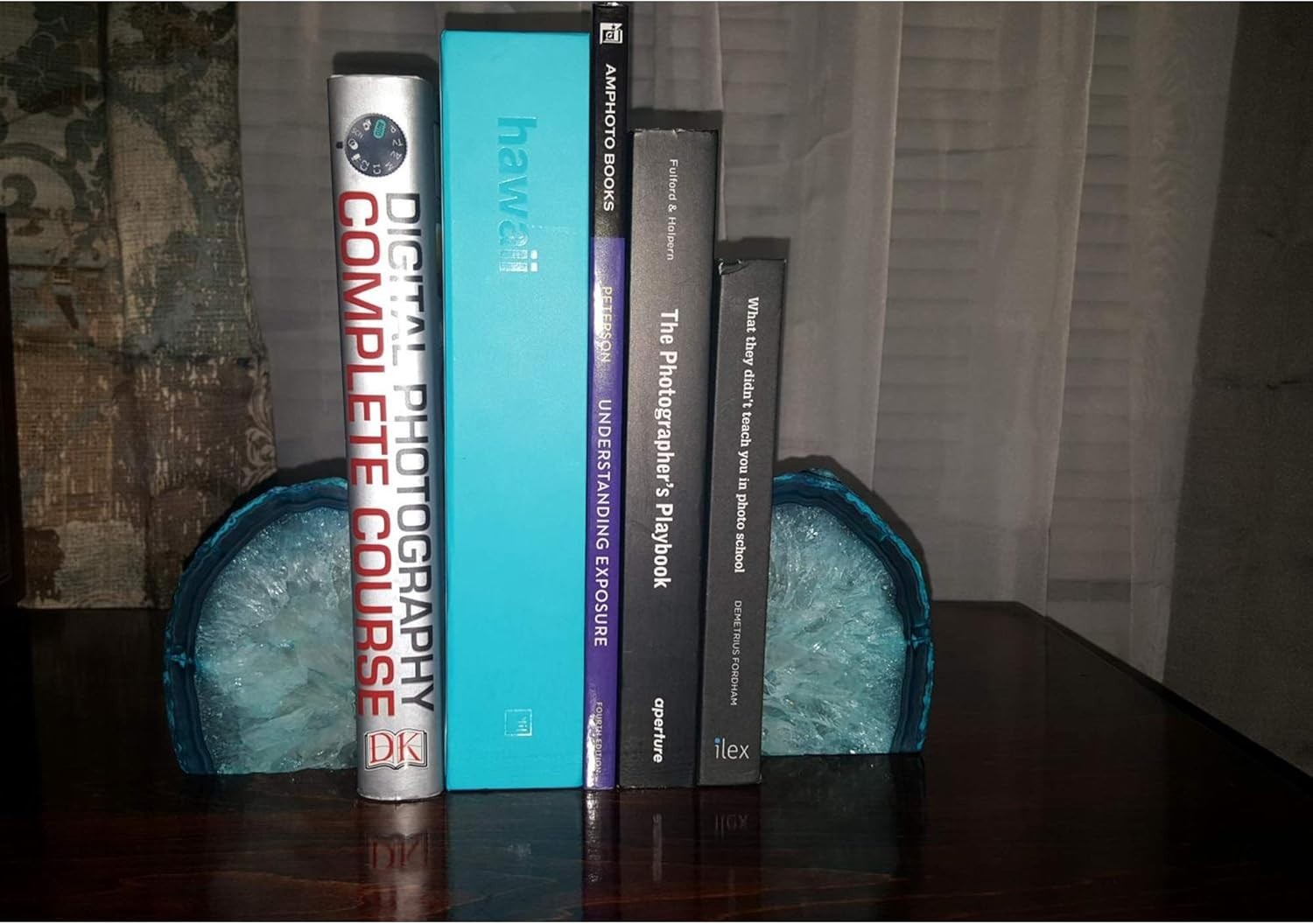 Elegant Teal Agate Bookends for Heavy Books – Lightweight Yet Sturdy Design