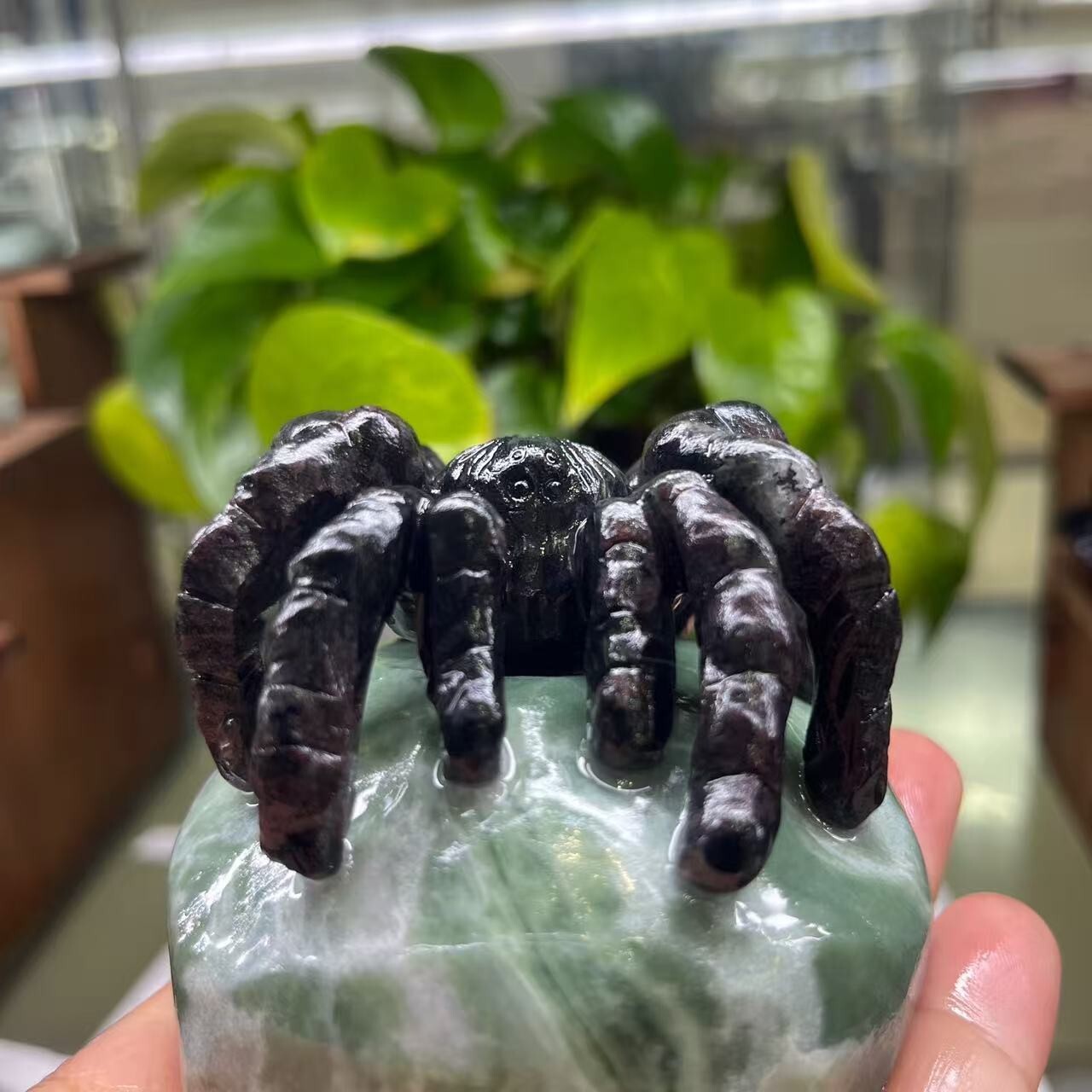 1pc Natural garnet quartz carved Spider skull gift crystal reiki Random