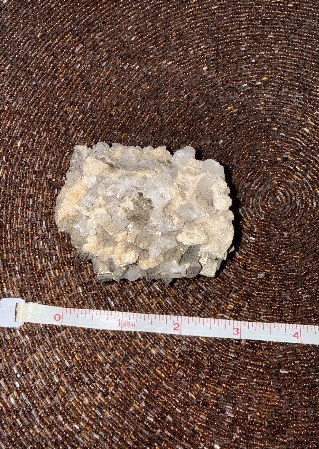 Pyrite Cubes on Quartz Crystal Cluster Mineral Specimen Display Piece 0.99 lb