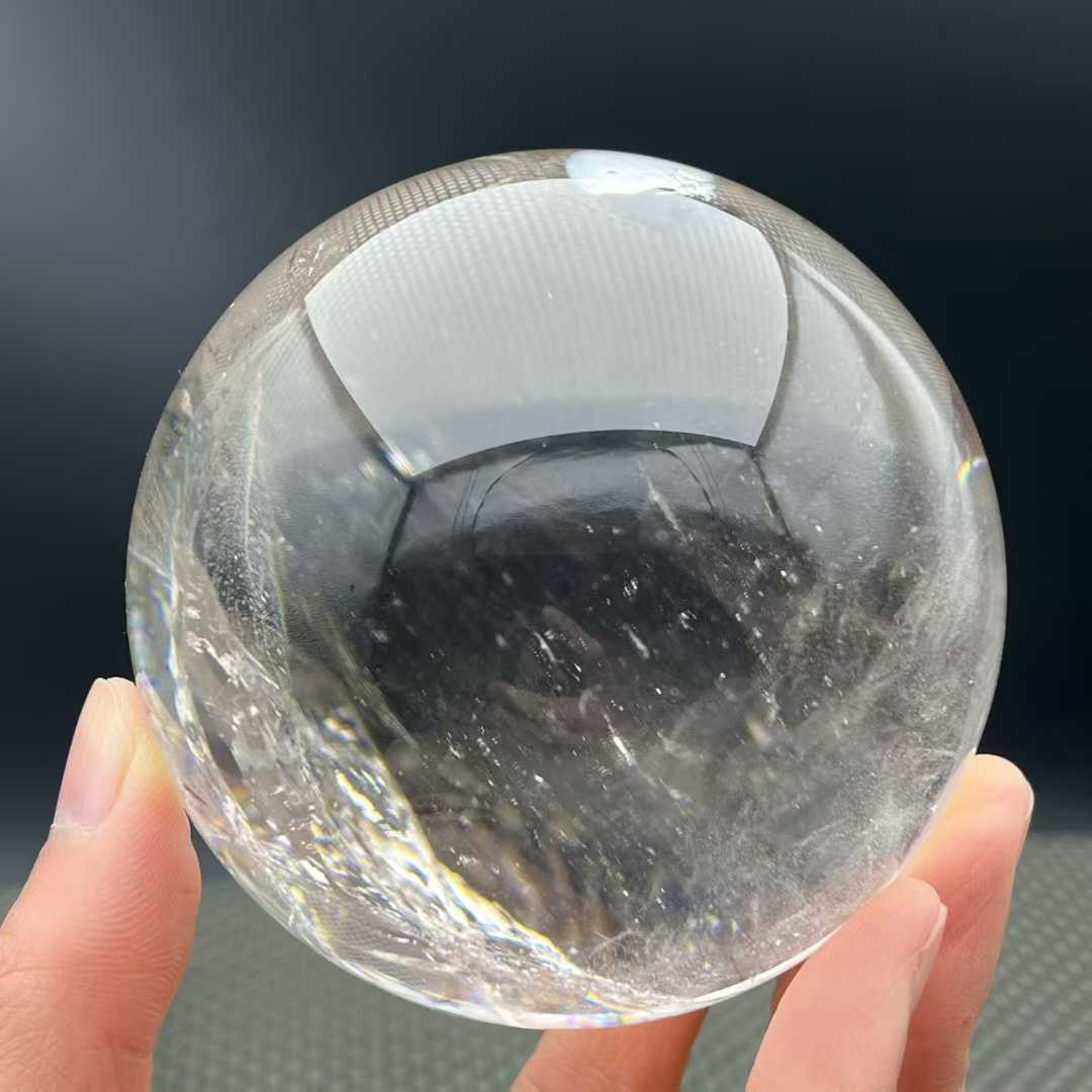 1.43LB Natural Rainbow White Quartz Sphere Energy Crystal Ball Reiki Decor