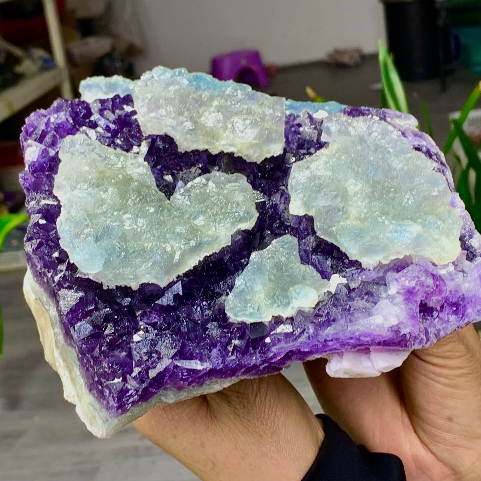 8.6LB Rare Purple Green blue cubic fluorite mineral crystal sample/Zhejiang