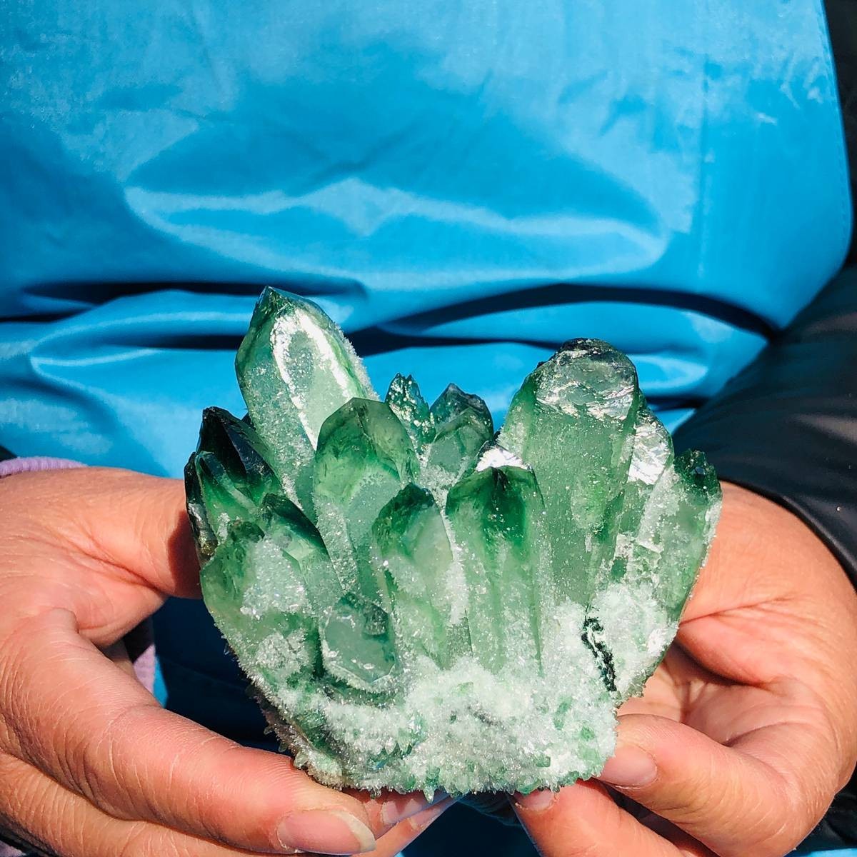 3 piece Lab-Grown Green Crystal Clusters Healing Energy Home Decor 2.53LB