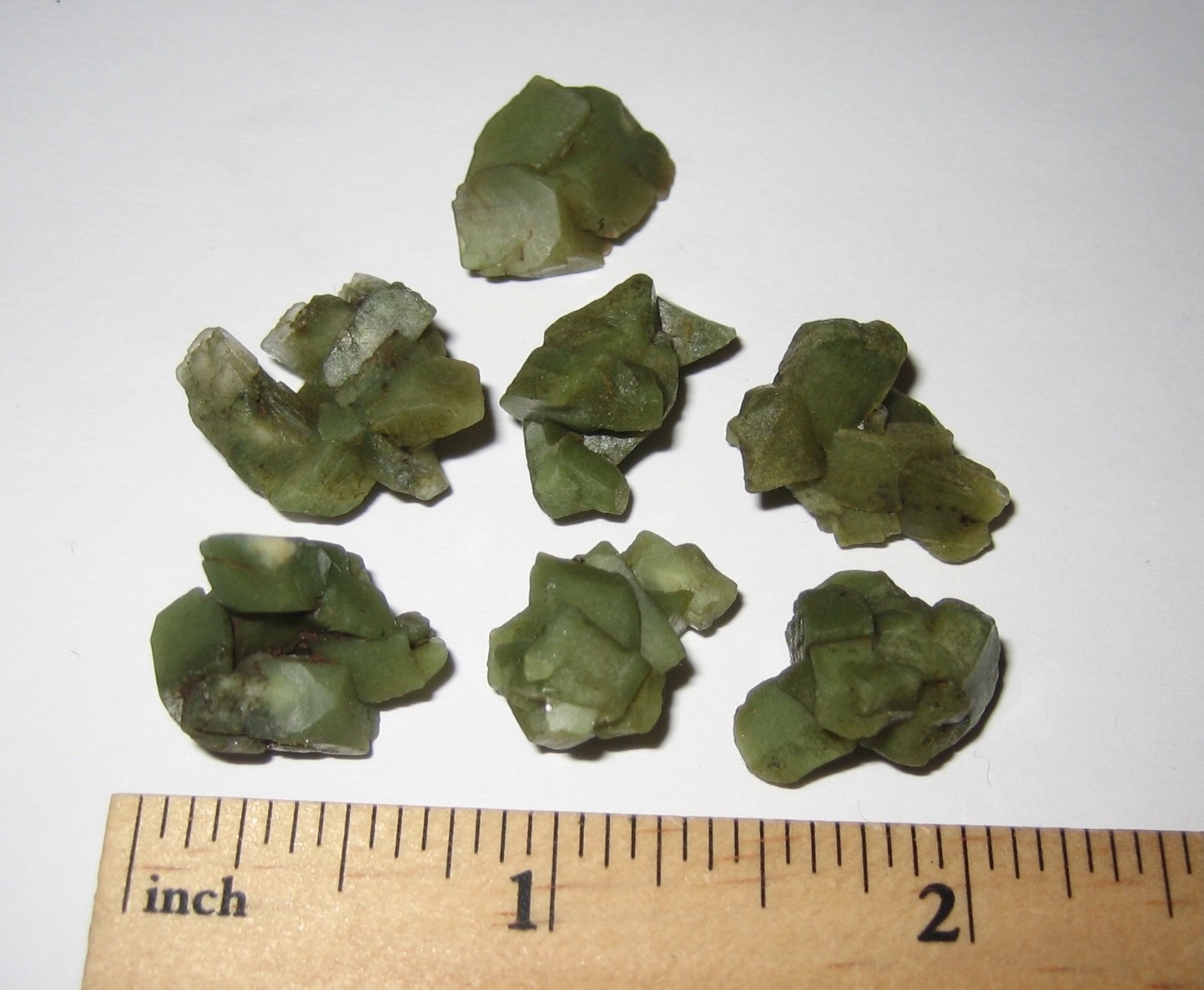 7 TINY / SMALL NATURAL ROUGH GREEN HEULANDITE CRYSTAL CLUSTERS INDIA ~ 13.3g *3