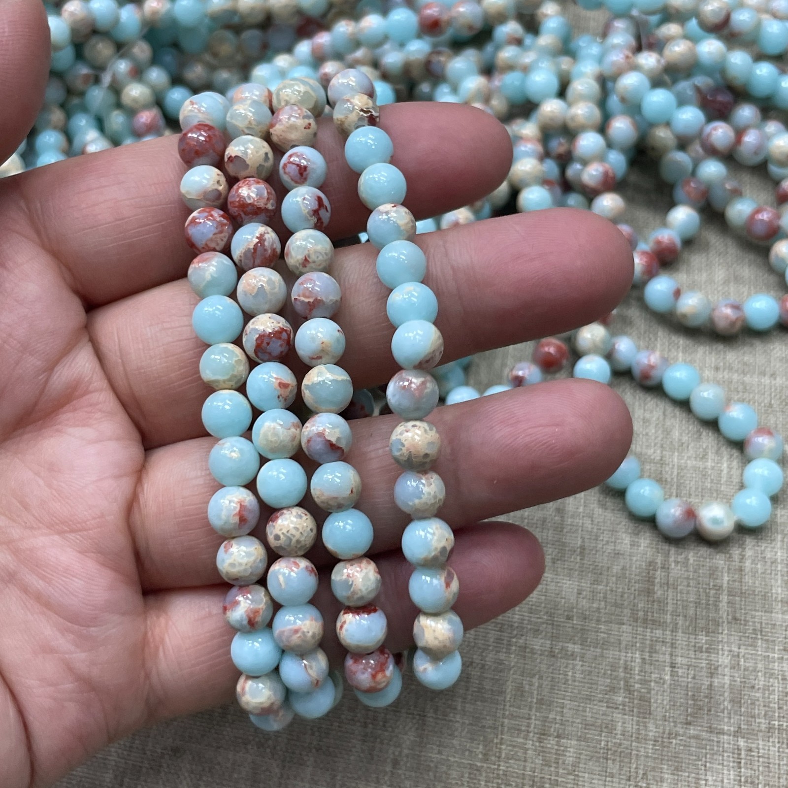 Wholesale 1 Pcs beautiful Stone ball beads 6mm 7.5” crystal Stretch Bracelet