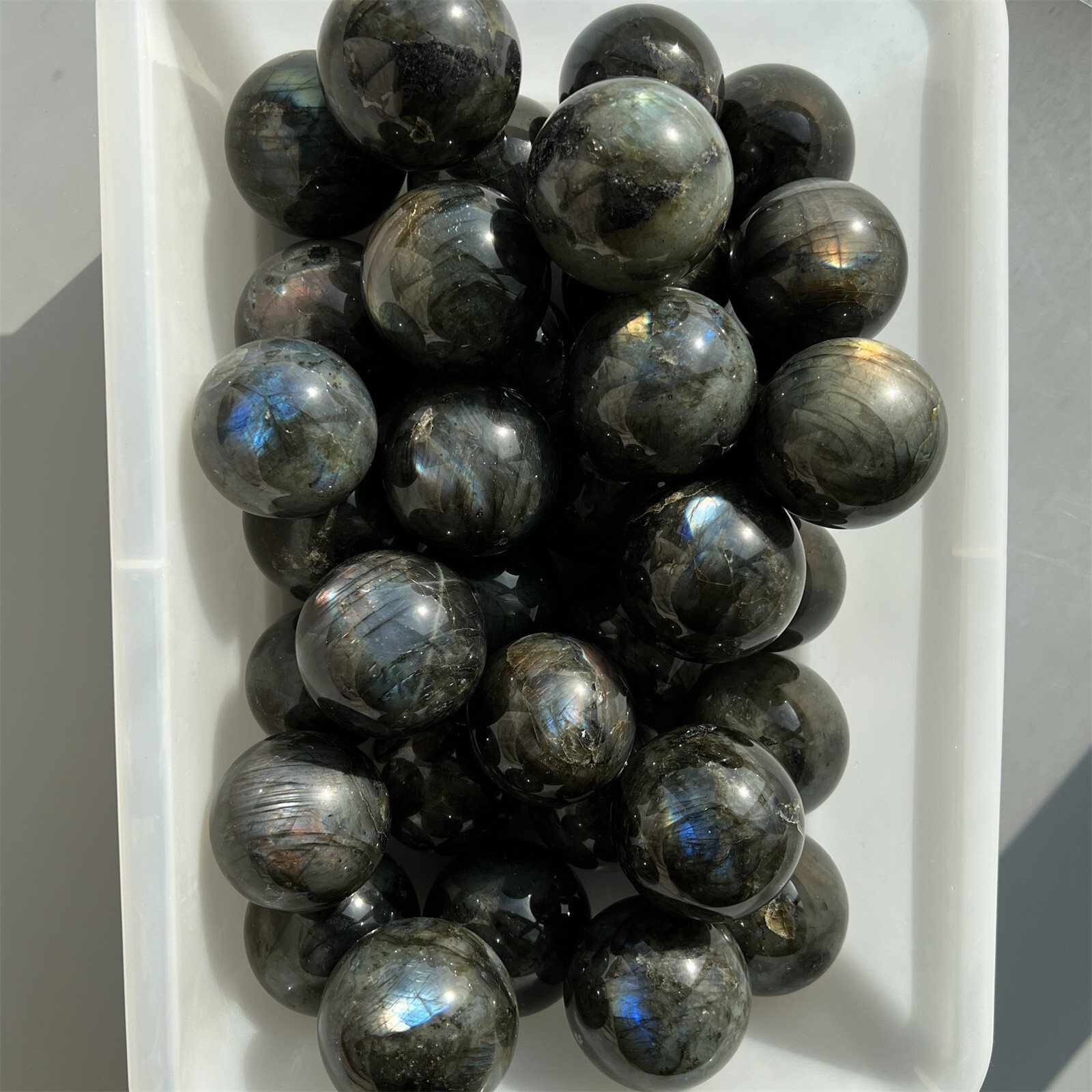 40MM+ Natural Labradorite Sphere Rainbow Quartz Crystal Ball Reiki Healing 1Pc