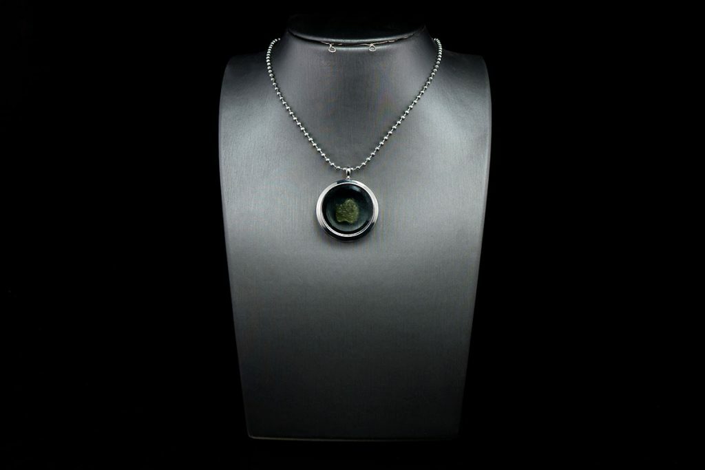 Authentic Moldavite Impact Glass From The Czech Republic in Locket