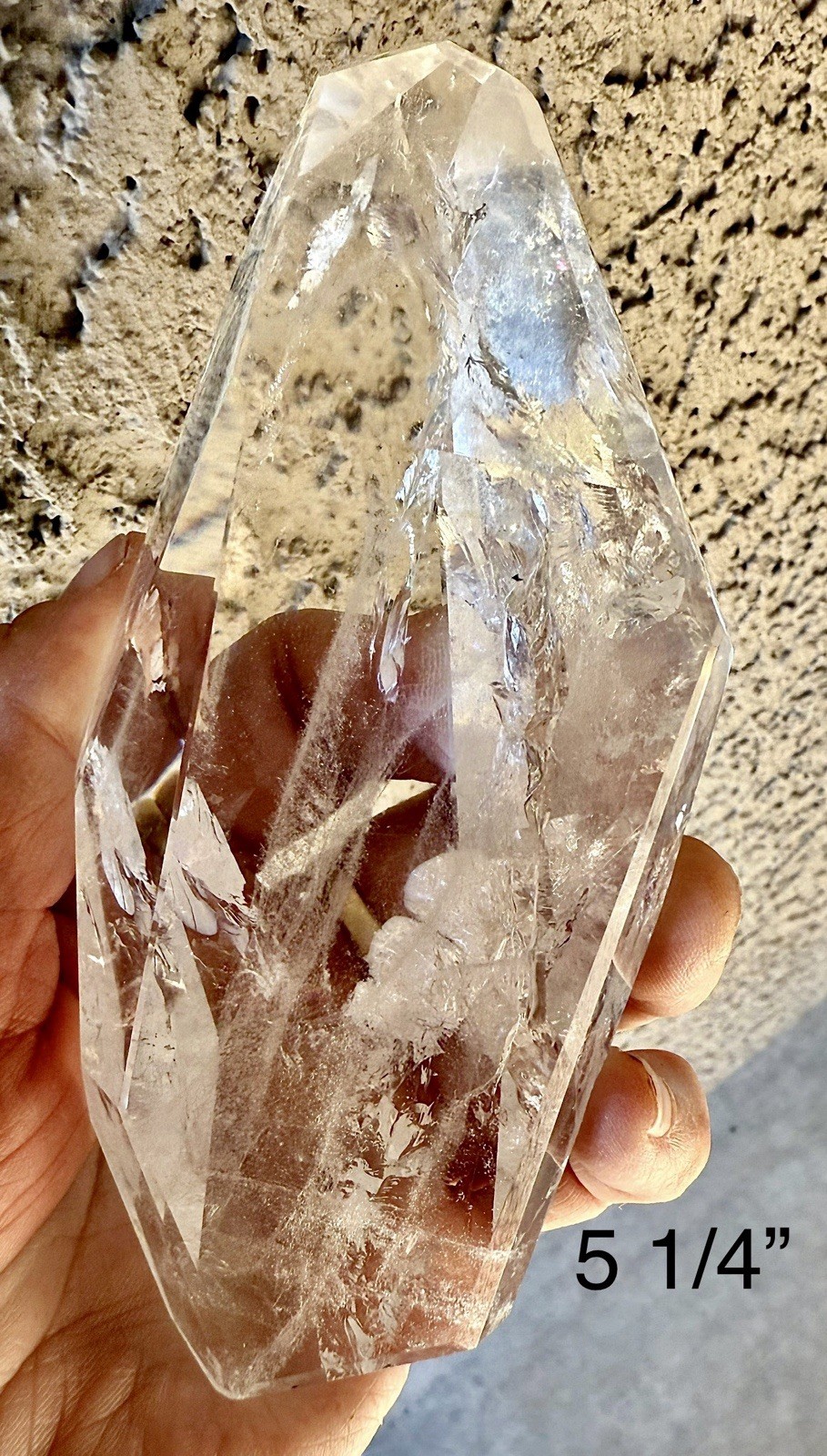 HIGHEST QUALITY CLEAR Quartz Crystal Geometric Freeform 472gr my bEST w/Stand