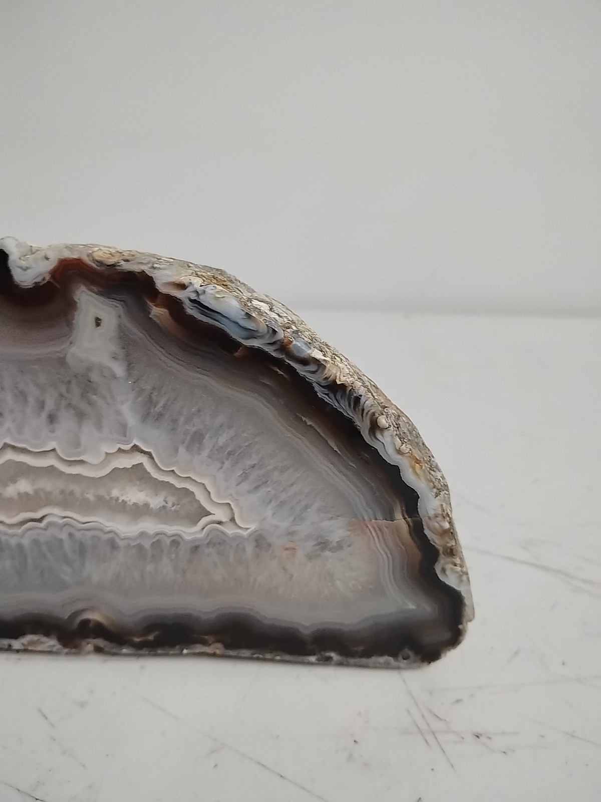 Geode Half Cut and Polished Origin Unknown White/Clear/Brown – SEE PICS!!!