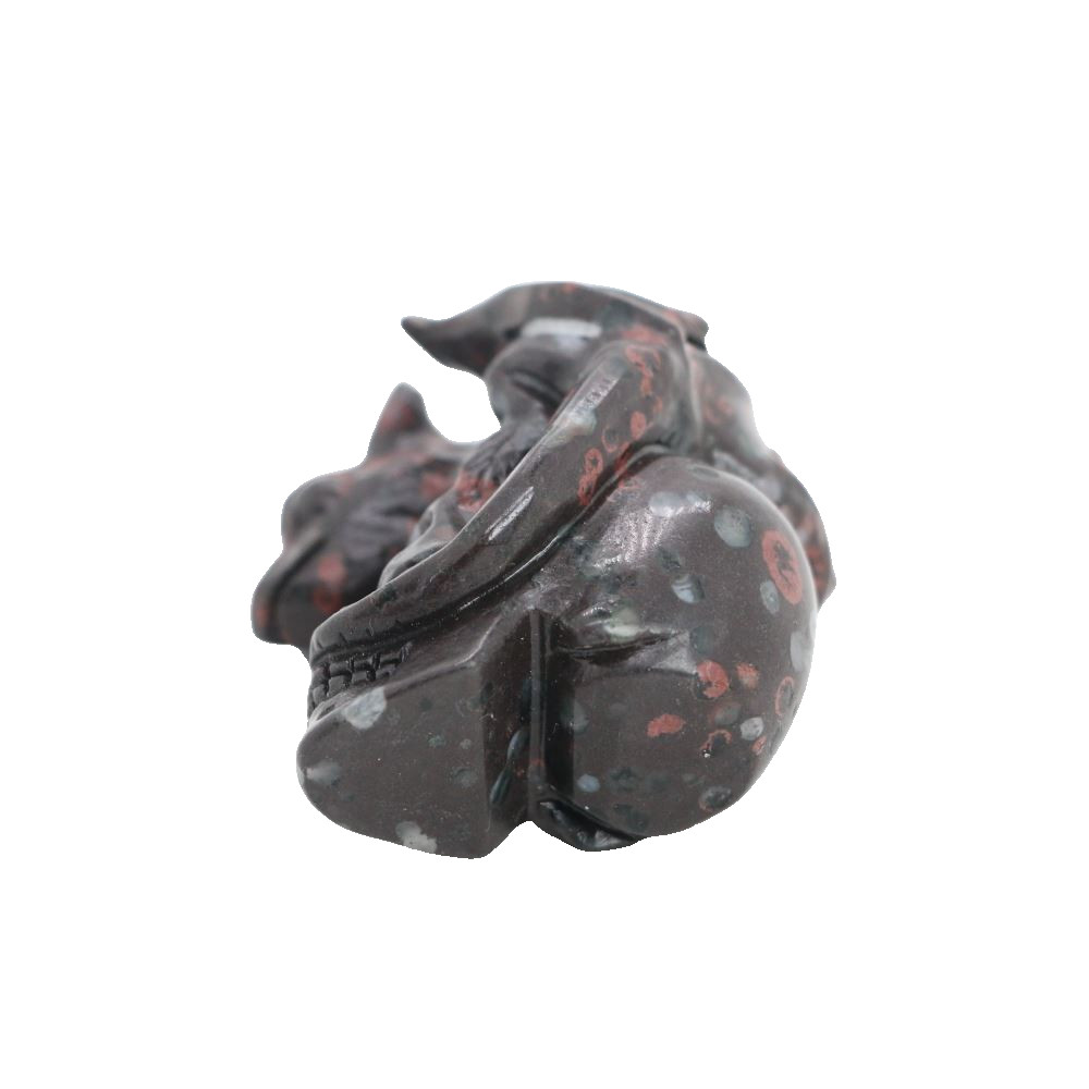 1.8″ PLUM FLOWER STONE Carved Dragon Crystal Skull Realistic Crystal Healing
