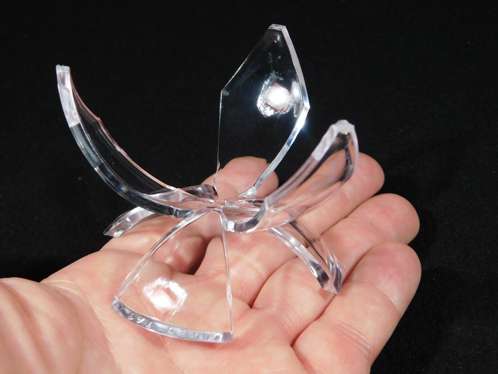 Display Stand TULIP Design Three Prong Large Size Clear Lucite