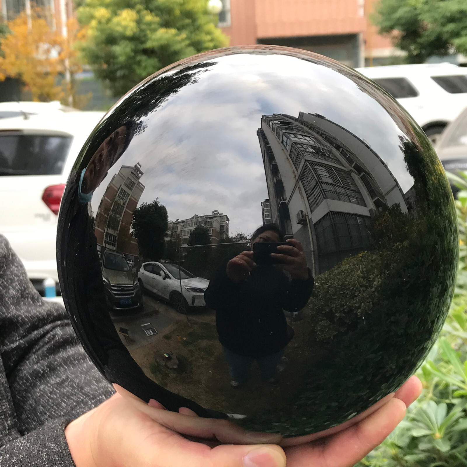 22LB TOP Natural obsidian Quartz Sphere Crystal Ball Healing+stand