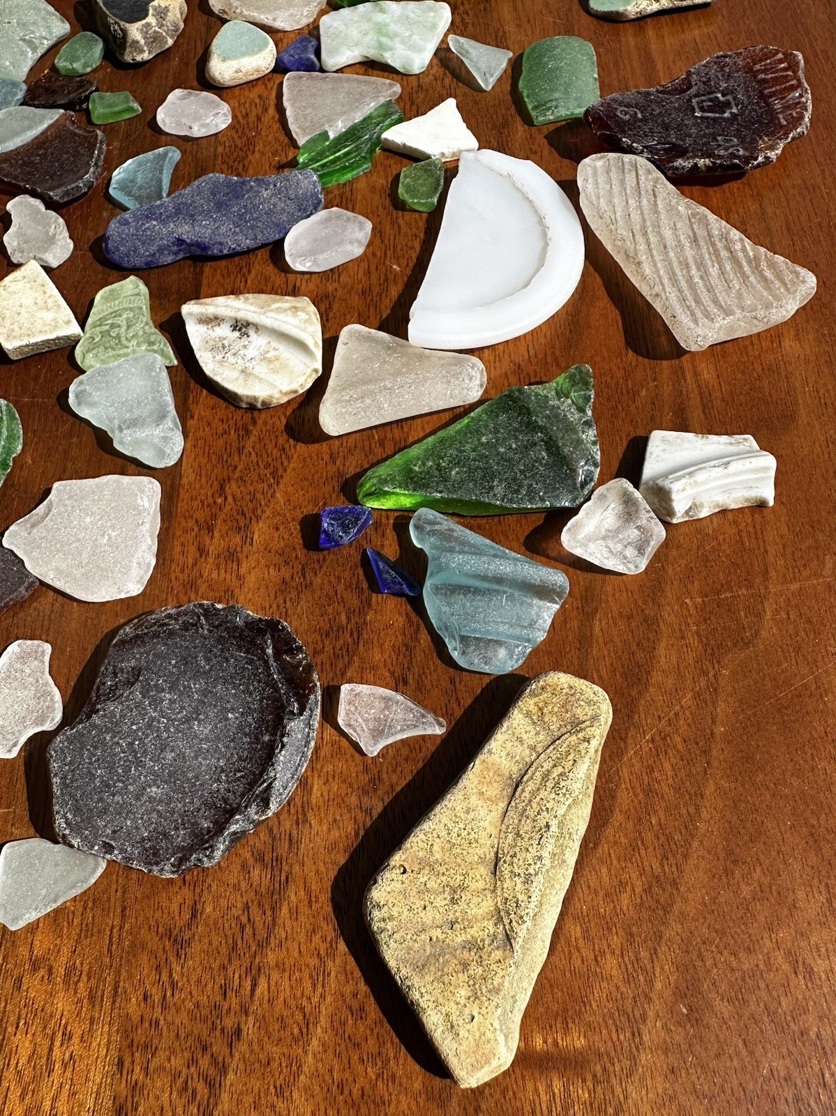1 Plus Pounds of Natural Pa. River Glass- Green, Brown, Clear, White & Others