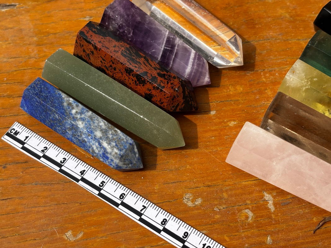 Set of 7 Chakra Healing Crystal Wands Point Faceted Prism Bars for Reiki Chakra