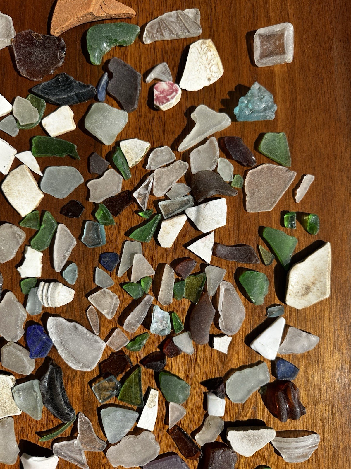 1 Plus Pounds of Natural Pa. River Glass- Green, Brown, Clear, White & Others