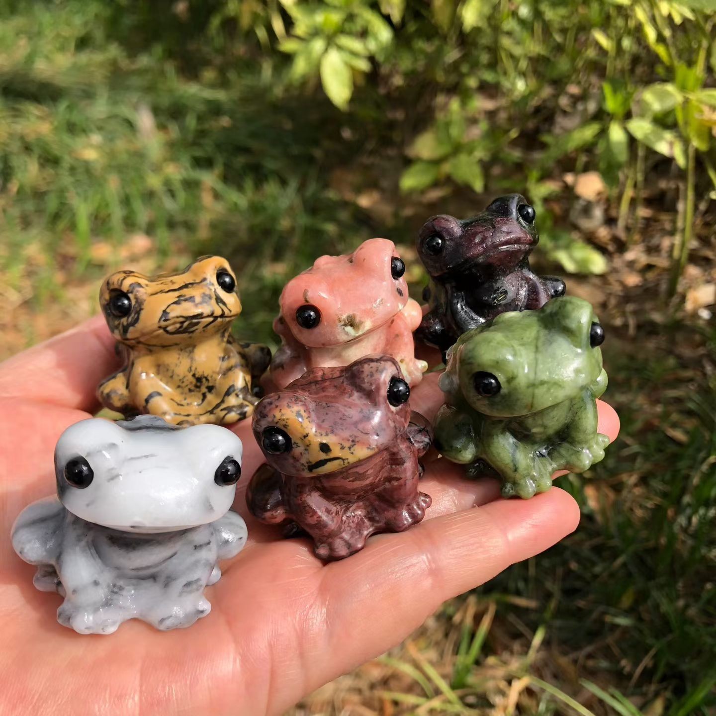 5pc Natural Mixed Quartz hand Carved Crystal Frog skull reiki healing gift Decor