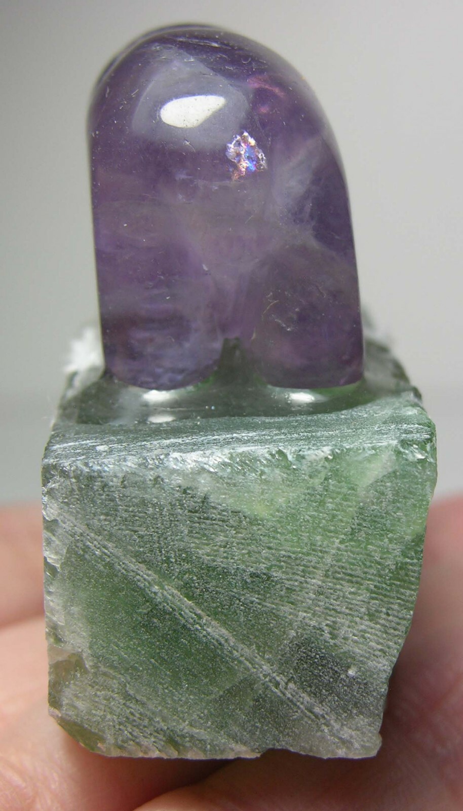 #3 100% 47mm Natural MultiColor Fluorite Bear Carving On Fluorite Rock 1 7/8 in