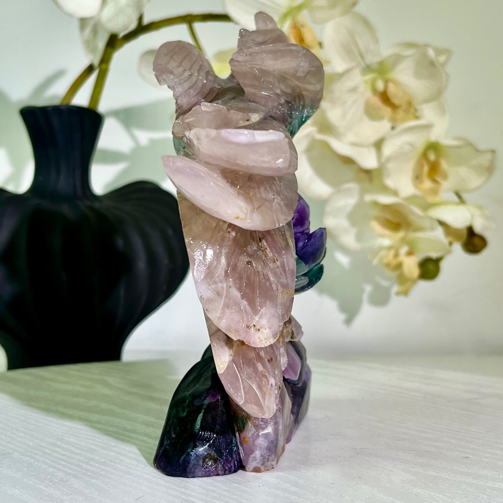 3.5LB Natural fluorite quartz products, hand carved and polished spiritual orna