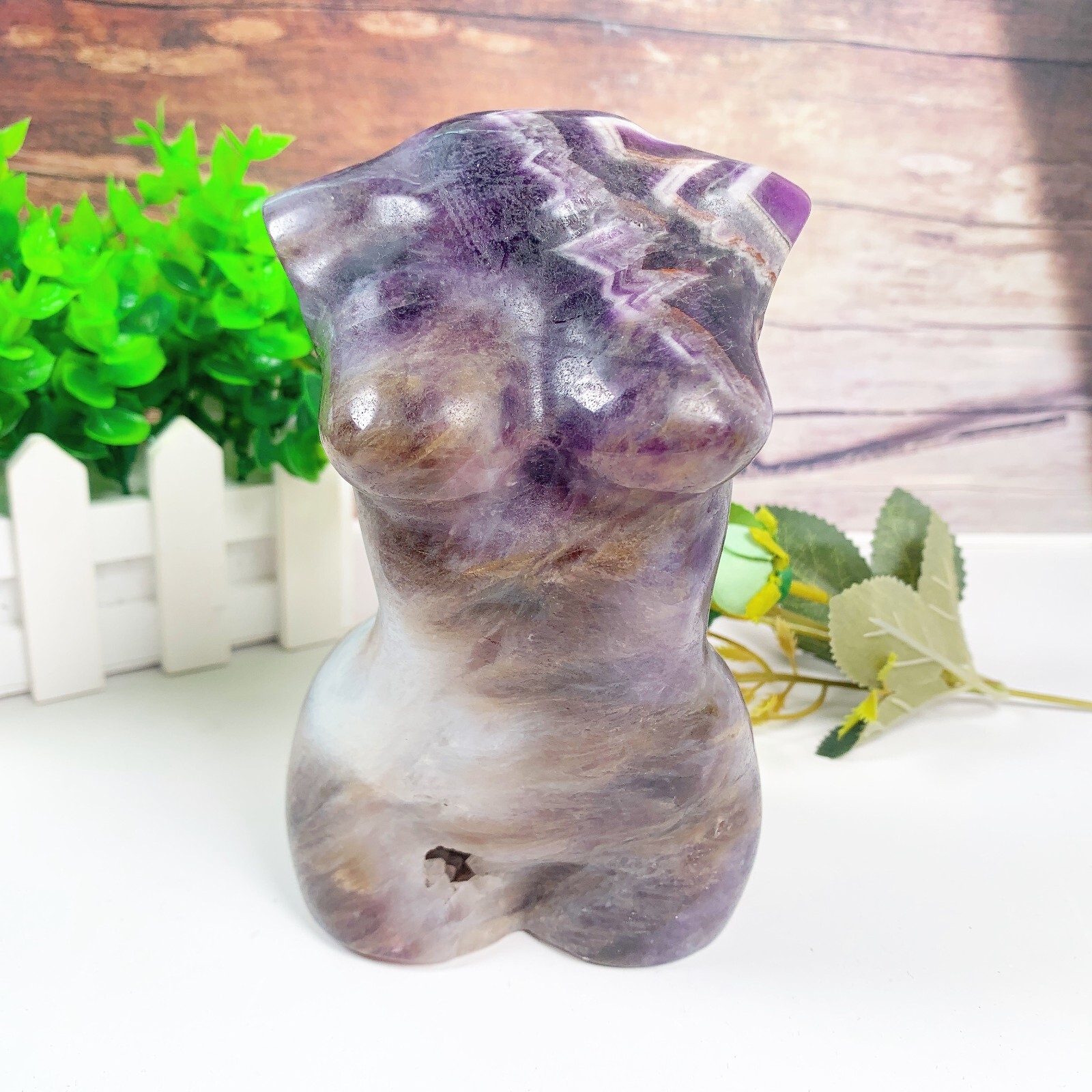 1pc Natural amethyst goddess Crystal woman body carving Home decoration