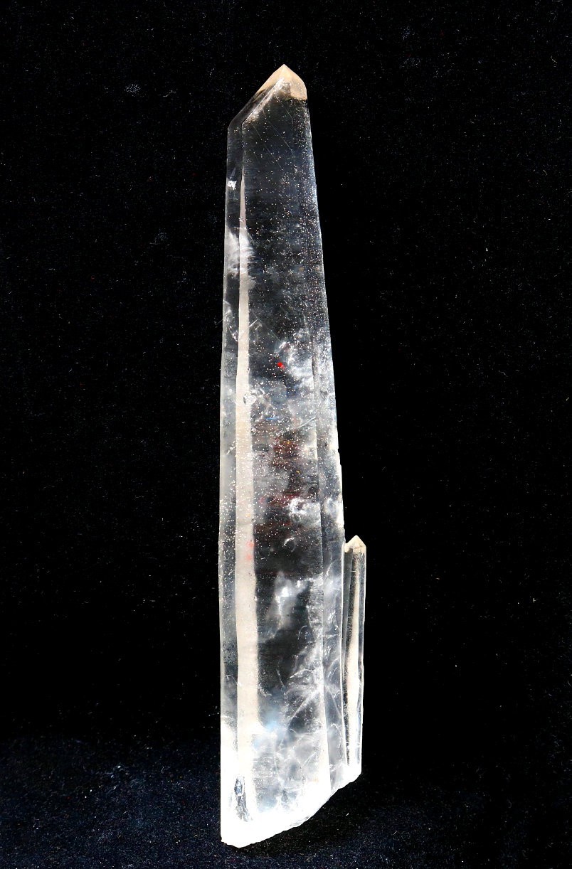 Natural transparent “blue needle pyramid” crystal iron ore mineral specimen