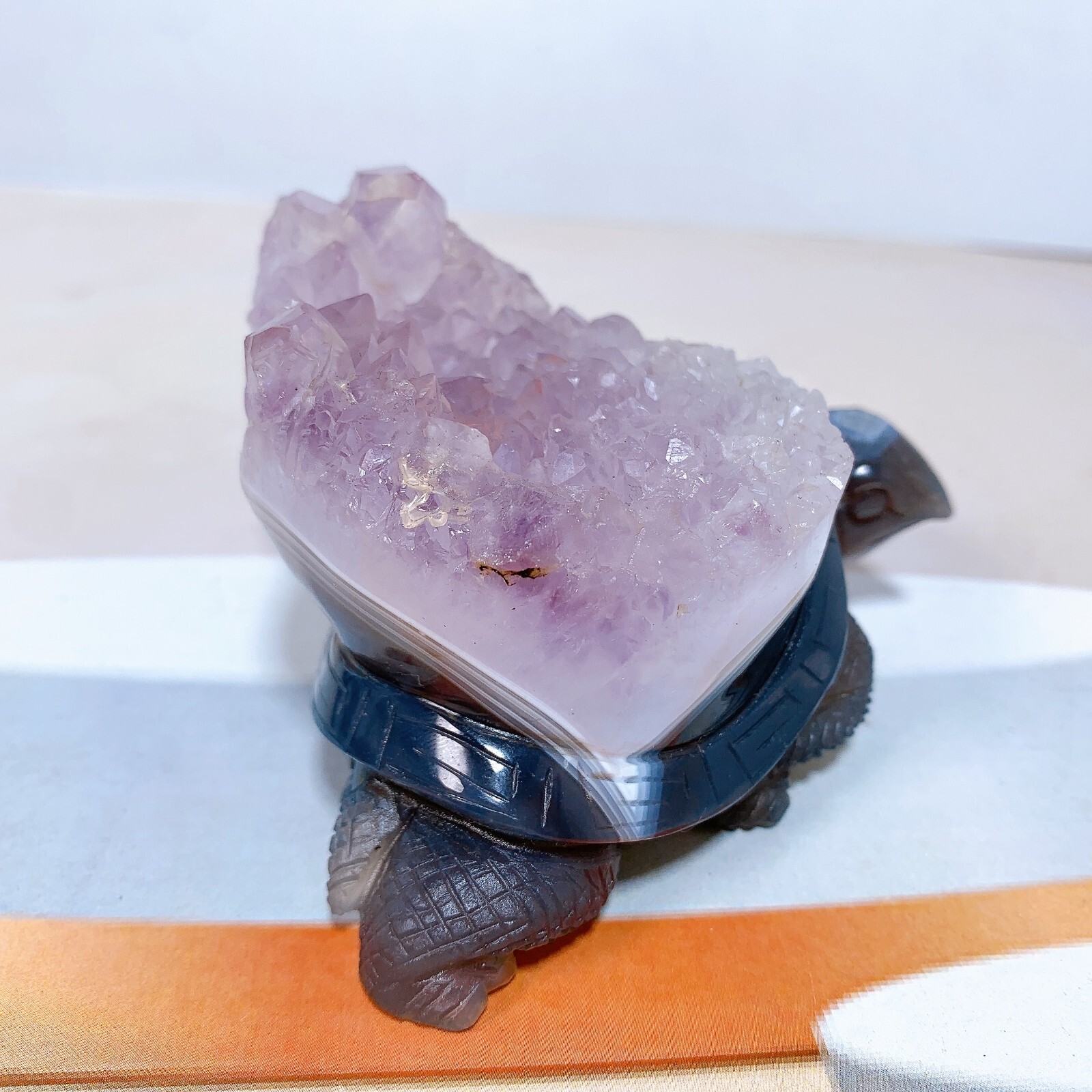 1pc Natural amethyst agate turtle Crystal turtle carving healing Home decora