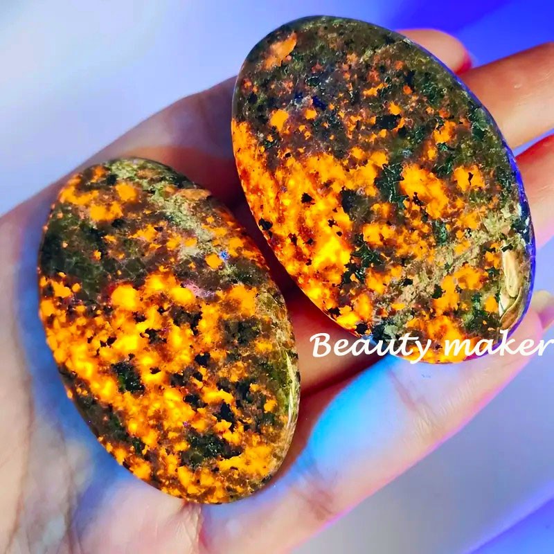 60mm Palm Yooperlite Natural flame stone Reiki Crystal Quartz Healing Decorate