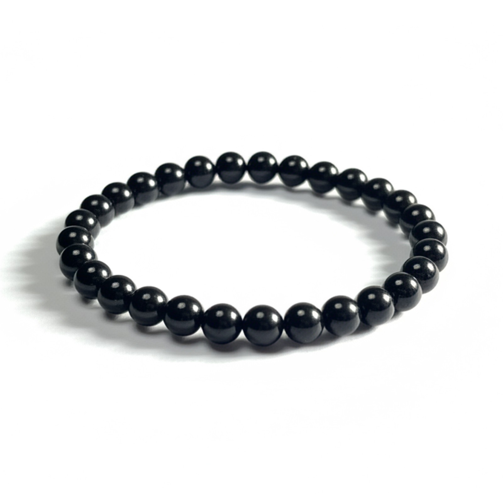 Jet Stone Bracelet for Men and Women, Natural Jet Beads 6mm