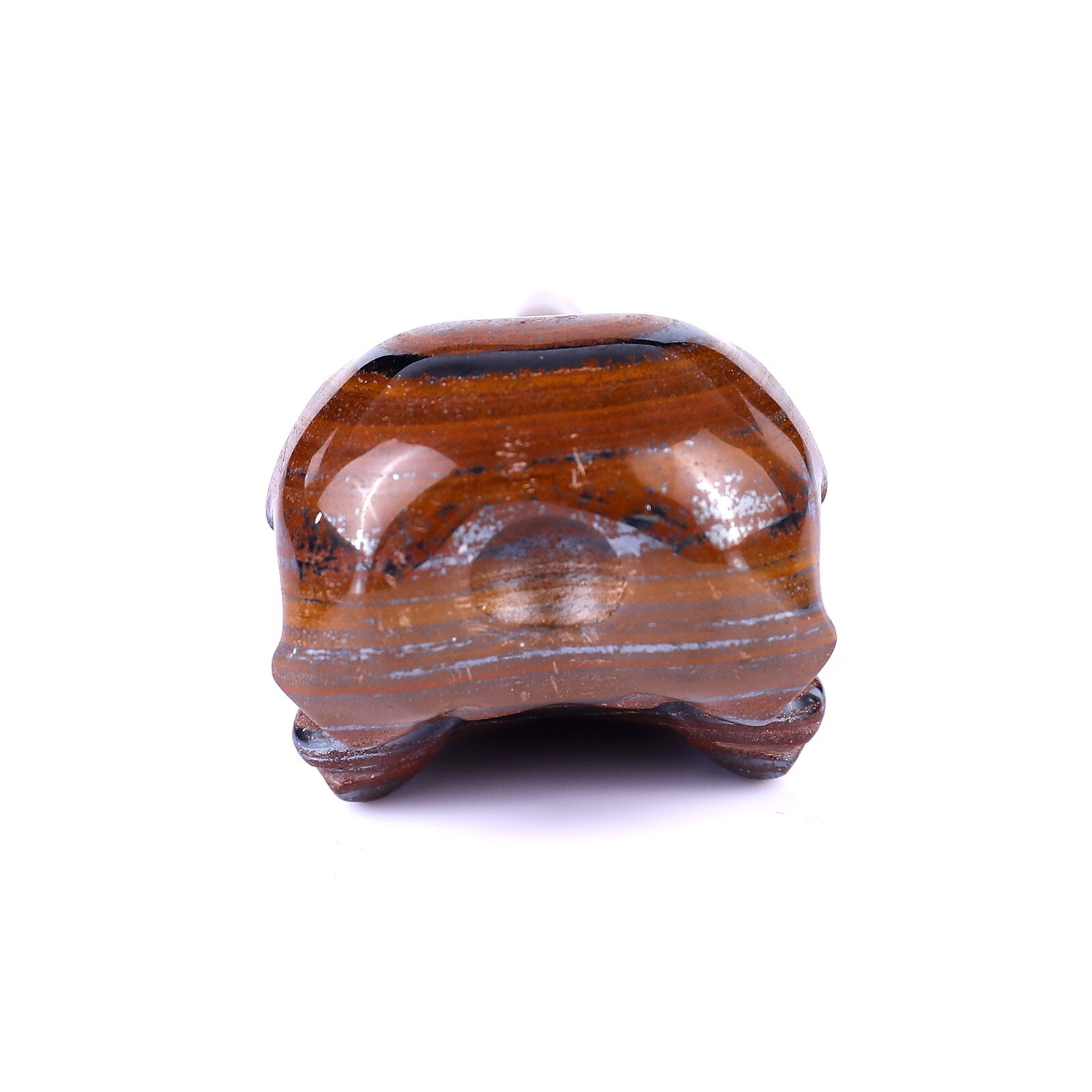5″Tiger Iron Eye Hand Carved Raven Skull Sculpture Crystal Healing Carving Decor
