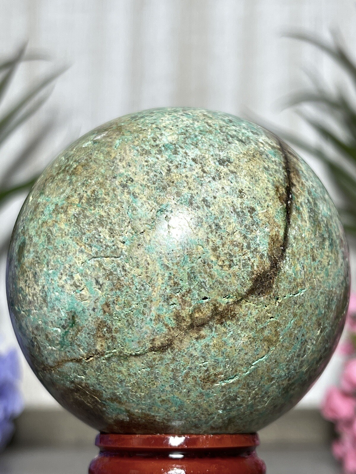 57mm PHOENIX SPHERE – Green Blue Mineral Copper Ore Malachite Turquoise Crystal