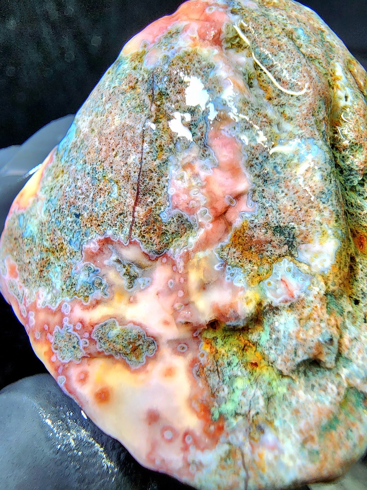 Rare Lake Superior Orbicular Moss Agate – Pink Blue & Green Chalcedony – 2.0 oz