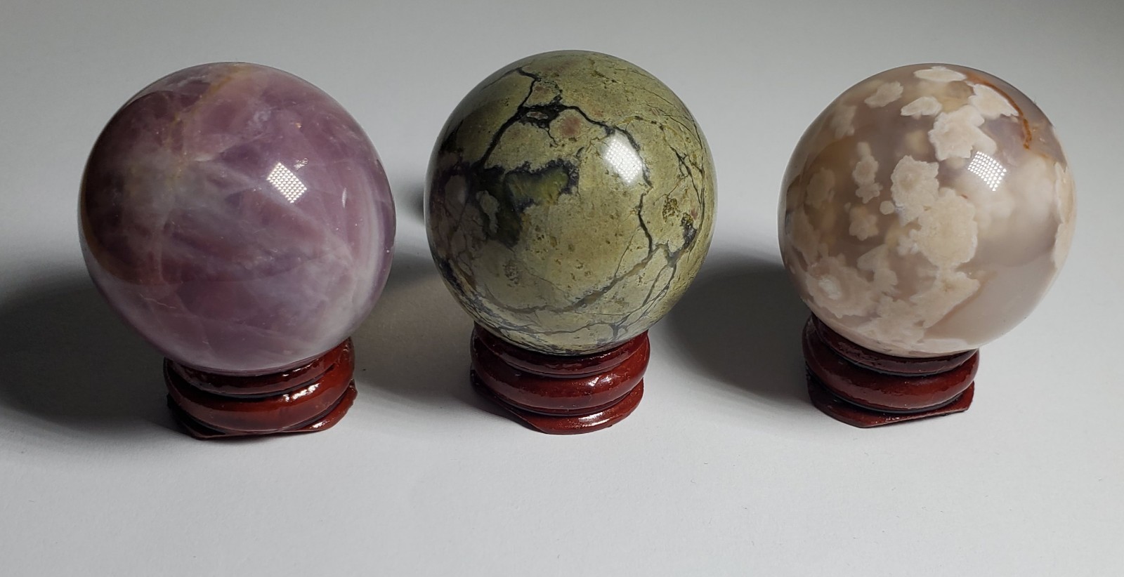 3pc Small Crystal Sphere W/stands Bundle