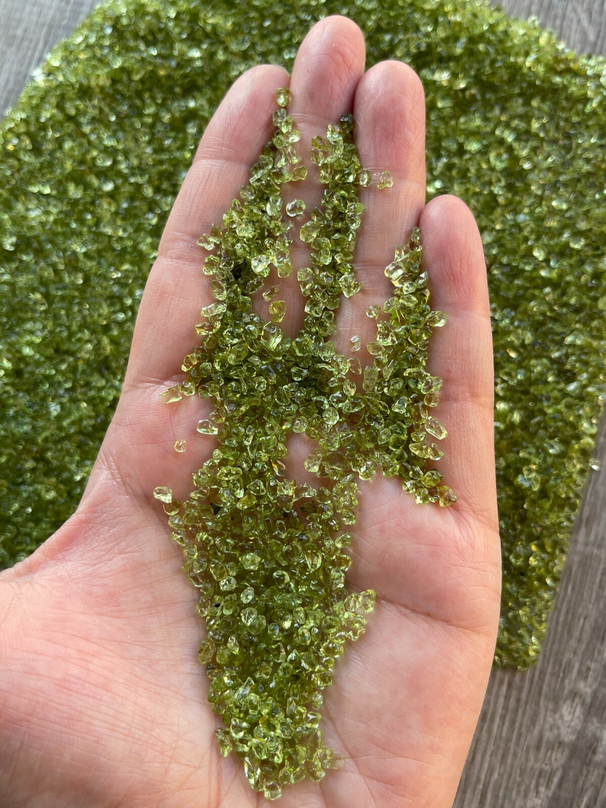 Grade A++ Peridot Semi Tumbled Gemstone Mini Chips 2 – 3 mm, Wholesale Bulk Lot