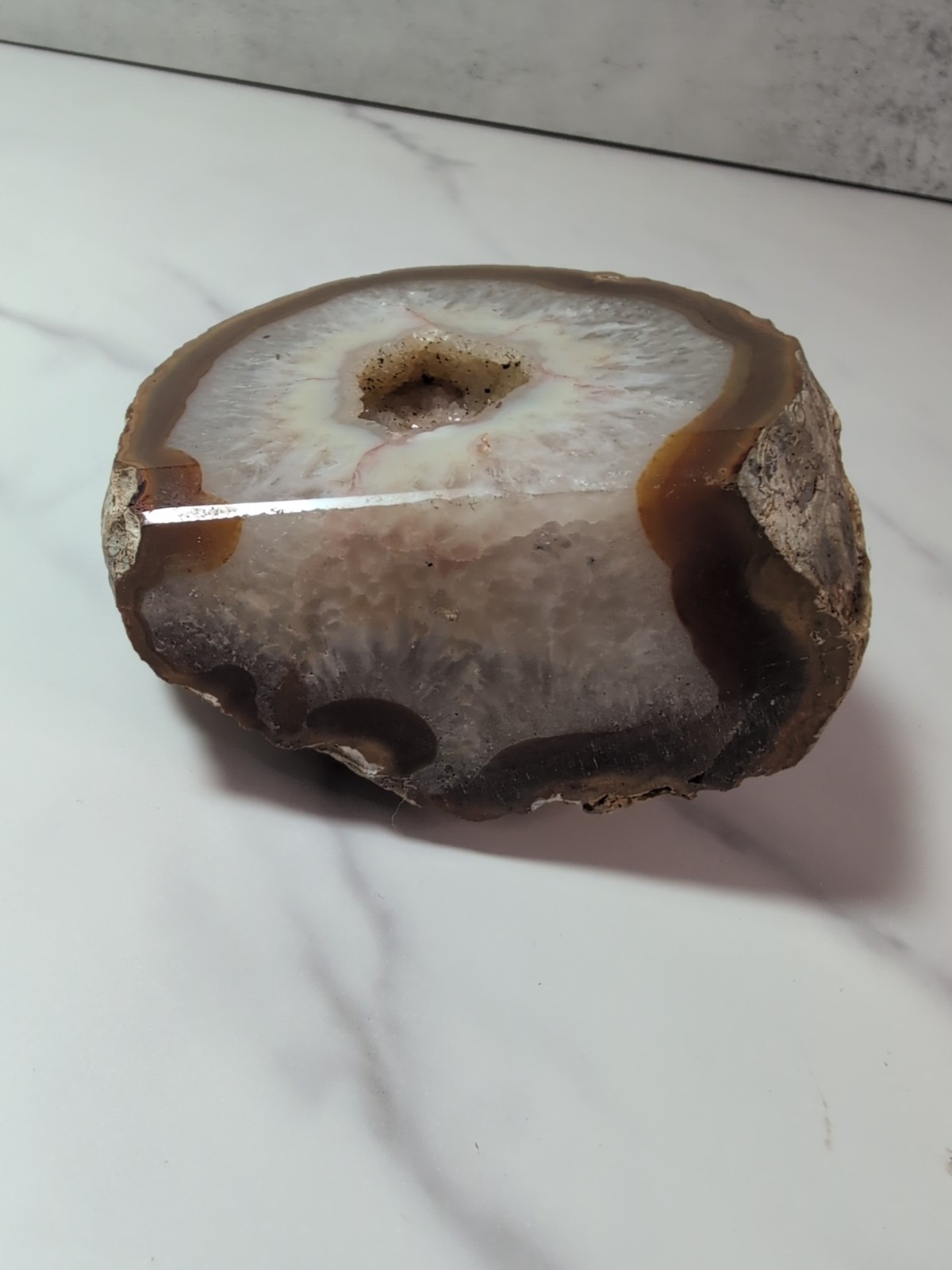 Sliced Geode Polished Display Free Standing 3.5″ Tall Brown