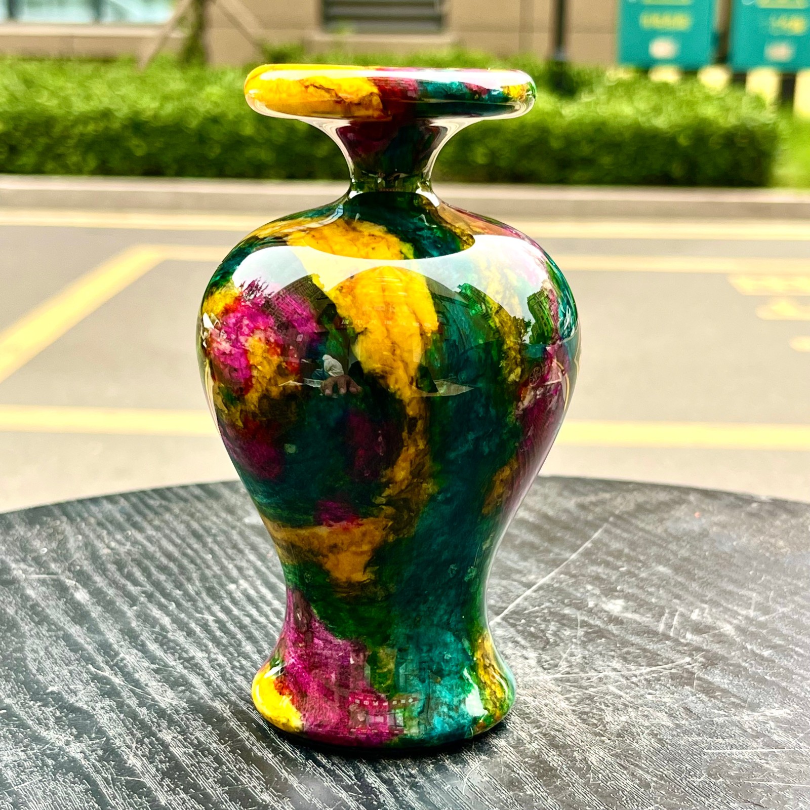 1.91LB Natural “Seven Colors Jade” vase specimen -Taiwan China