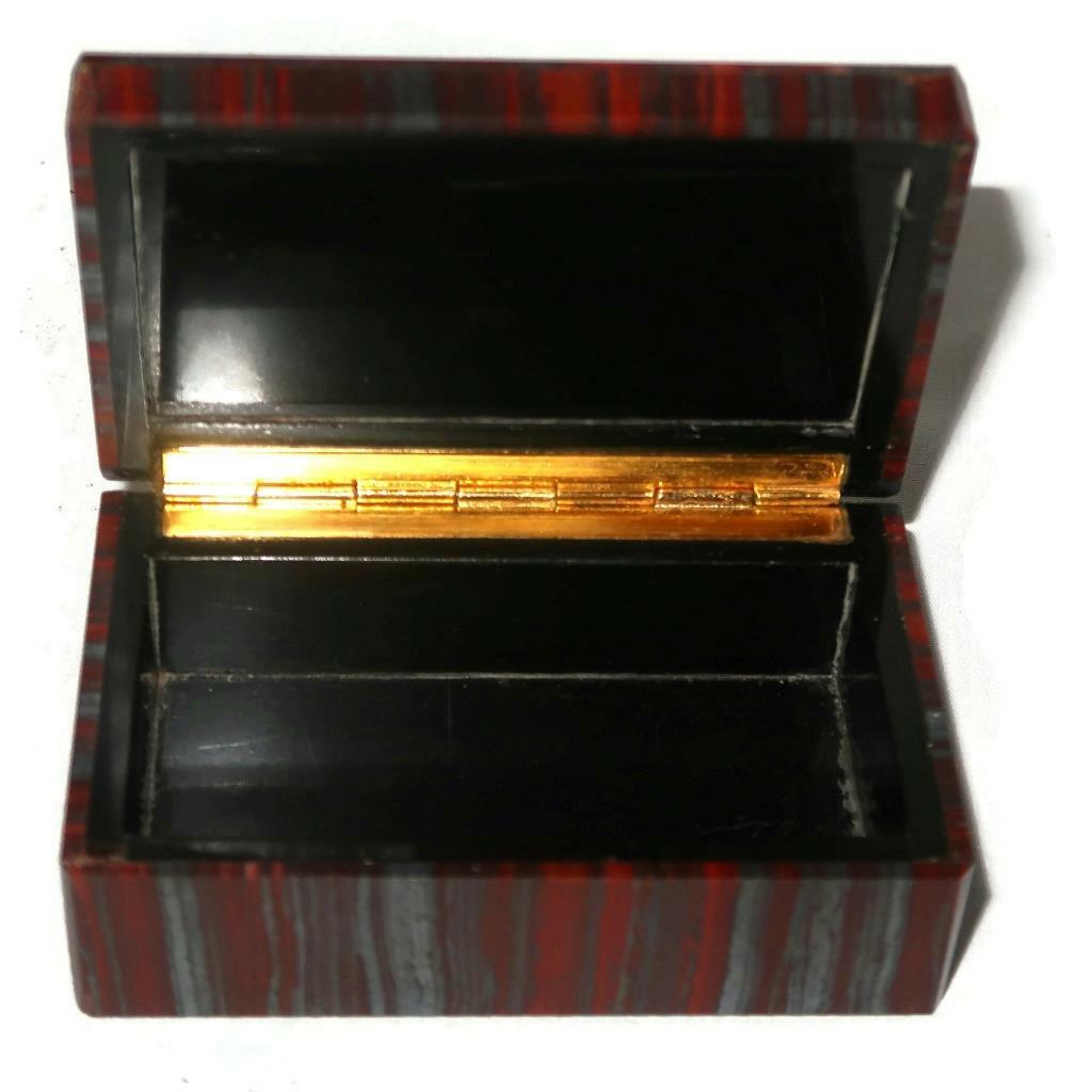 Polished Banded Hematite Red Jasper Jewelry Lidded Trinket Box, 2 1/8″ x 3 1/4″