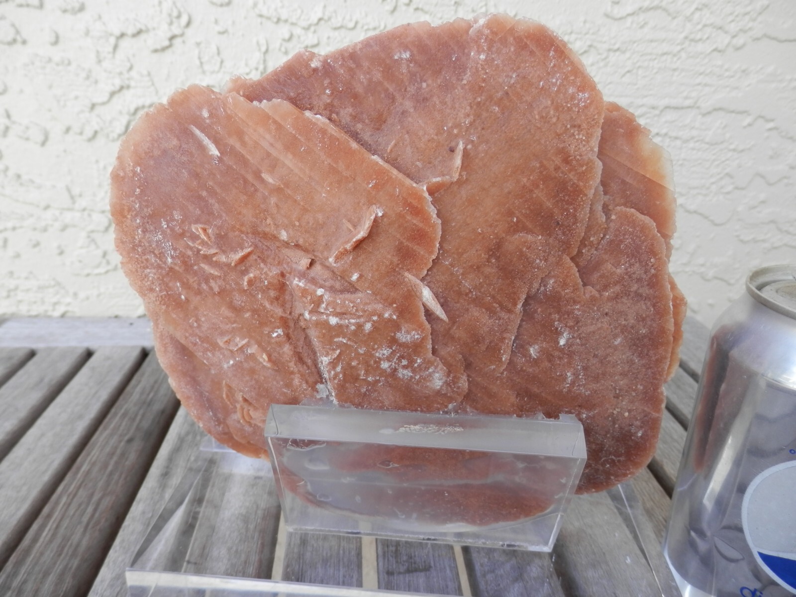 Desert Rose Selenite Rose Gypsum Mounted on Lucite Base VGC Free S/H