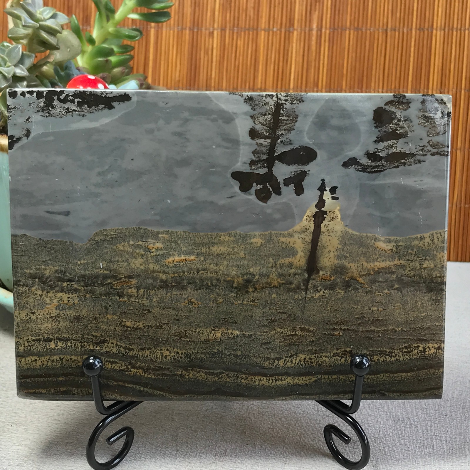 290g Natural Chinese painting stone crystal ornaments for home decoration A6423